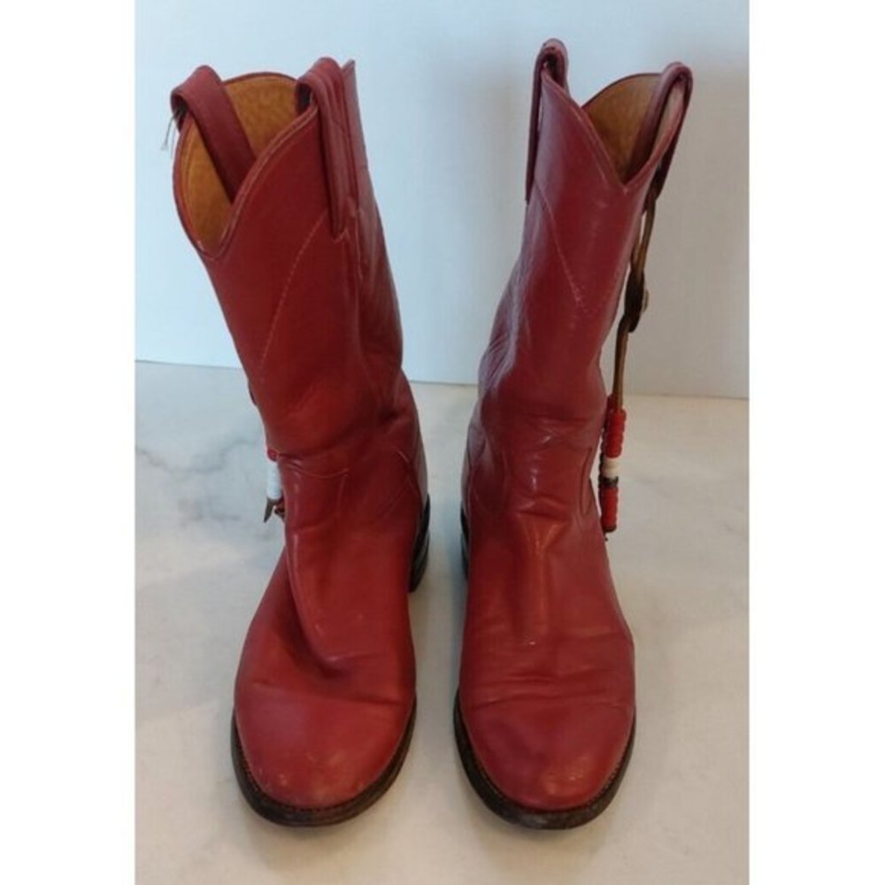 Justin‎ Women's Ropers Red Leather Pull On Roper Boots Size 5 B